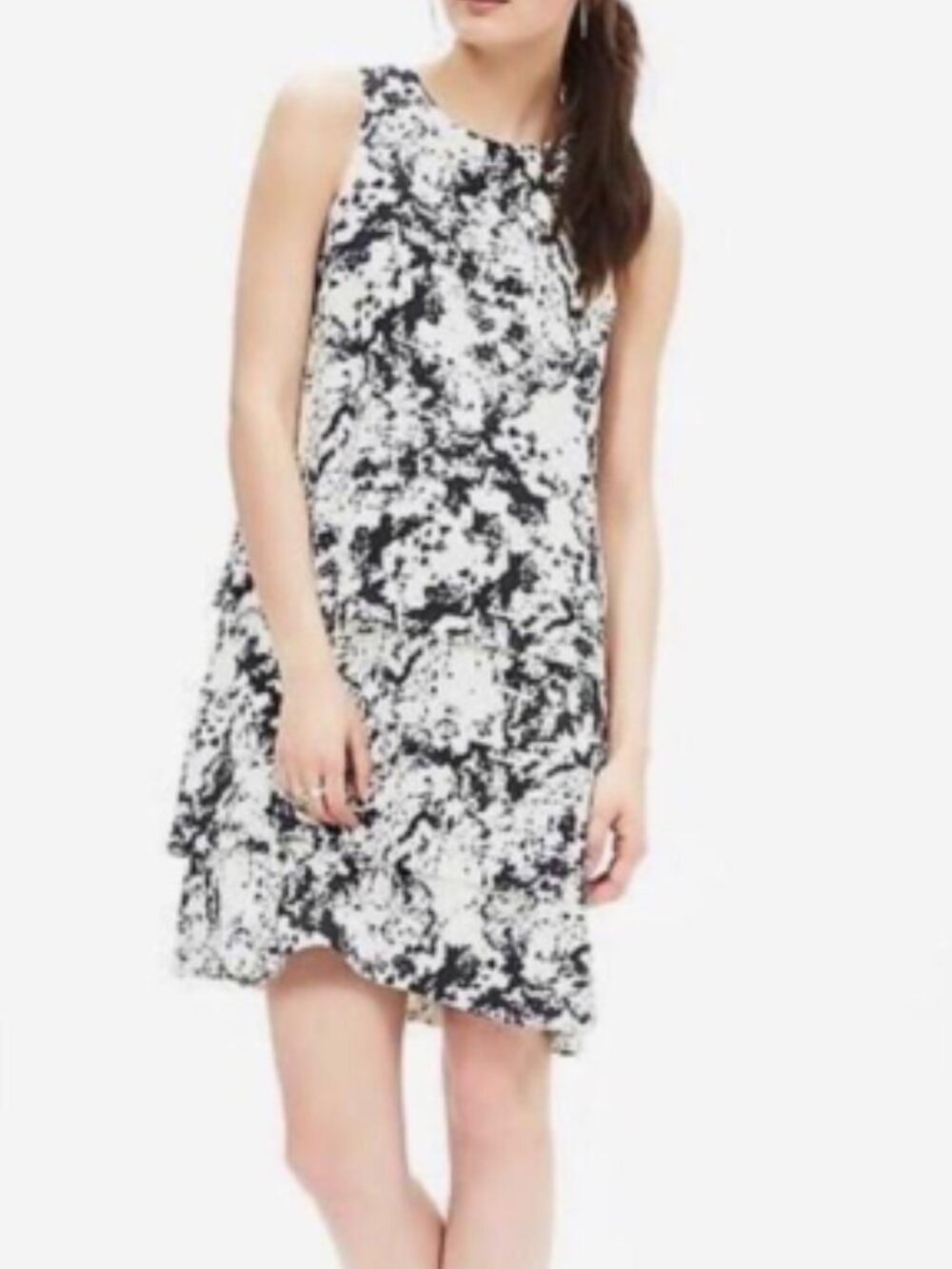 Banana Republic Black and White Splash Print Tank Dress